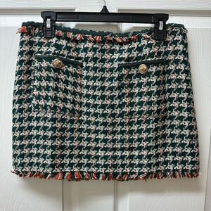 Anthropologie Walter Baker teal Tweed Mini Skirt